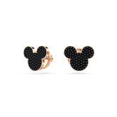 Mickey & Minnie stud earrings, Black, Rose gold-tone plated